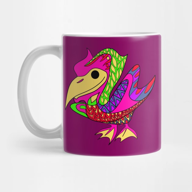 purple winged pelican ecopop tribal pattern by jorge_lebeau